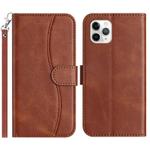 For iPhone 11 Pro Max Dual-Folded S-shape Leather Phone Case(Coffee)