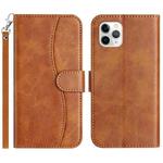 For iPhone 11 Pro Max Dual-Folded S-shape Leather Phone Case(Brown)