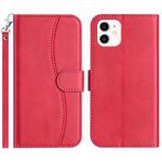 For iPhone 11 Dual-Folded S-shape Leather Phone Case(Rose Red)