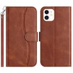 For iPhone 11 Dual-Folded S-shape Leather Phone Case(Coffee)