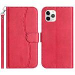 For iPhone 11 Pro Dual-Folded S-shape Leather Phone Case(Rose Red)