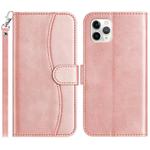 For iPhone 11 Pro Dual-Folded S-shape Leather Phone Case(Rose Gold)