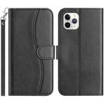 For iPhone 11 Pro Dual-Folded S-shape Leather Phone Case(Black)