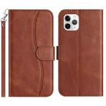 For iPhone 11 Pro Dual-Folded S-shape Leather Phone Case(Coffee)