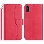 For iPhone X / XS Dual-Folded S-shape Leather Phone Case(Rose Red)