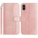 For iPhone X / XS Dual-Folded S-shape Leather Phone Case(Rose Gold)
