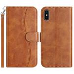 For iPhone X / XS Dual-Folded S-shape Leather Phone Case(Brown)