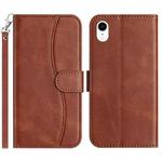 For iPhone XR Dual-Folded S-shape Leather Phone Case(Coffee)