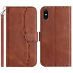 For iPhone XS Max Dual-Folded S-shape Leather Phone Case(Coffee)