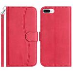 For iPhone 7 Plus / 8 Plus Dual-Folded S-shape Leather Phone Case(Rose Red)