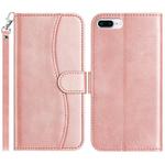 For iPhone 7 Plus / 8 Plus Dual-Folded S-shape Leather Phone Case(Rose Gold)