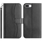 For iPhone 7 Plus / 8 Plus Dual-Folded S-shape Leather Phone Case(Black)