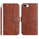For iPhone 7 Plus / 8 Plus Dual-Folded S-shape Leather Phone Case(Coffee)