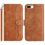 For iPhone 7 Plus / 8 Plus Dual-Folded S-shape Leather Phone Case(Brown)
