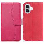 For iPhone 17 Dual-Folded S-shape Leather Phone Case(Rose Red)