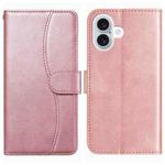 For iPhone 17 Dual-Folded S-shape Leather Phone Case(Rose Gold)