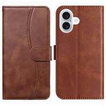 For iPhone 17 Dual-Folded S-shape Leather Phone Case(Coffee)