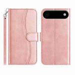 For iPhone 17 Air Dual-Folded S-shape Leather Phone Case(Rose Gold)
