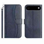 For iPhone 17 Air Dual-Folded S-shape Leather Phone Case(Navy Blue)
