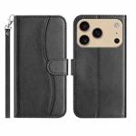For iPhone 17 Pro Max Dual-Folded S-shape Leather Phone Case(Black)