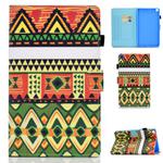 For Samsung Galaxy Tab A7 10.4 2020 T500 Horizontal TPU Painted Flat Leather Case Anti-skid Strip with Pen Cover & Card Slot & Holder(Folk-custom)