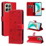 For For Honor X6c / X6b / X6a / X5b Cat and Bee Embossed Flip Leather Phone Case(Red)