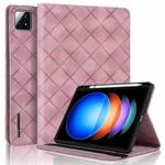 For Xiaomi Pad 6S Pro 12.4 Rhombus Embossing Leather Tablet Case(Pink)