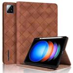 For Xiaomi Pad 6S Pro 12.4 Rhombus Embossing Leather Tablet Case(Brown)