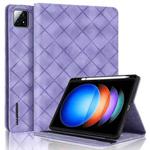 For Xiaomi Pad 6S Pro 12.4 Rhombus Embossing Leather Tablet Case(Purple)