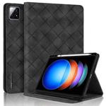 For Xiaomi Pad 6S Pro 12.4 Rhombus Embossing Leather Tablet Case(Black)