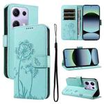 For Xiaomi Poco M6 Pro 4G Global Dandelion Embossed Pattern Flip Leather Phone Case(Green)
