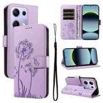 For Xiaomi Poco M6 Pro 4G Global Dandelion Embossed Pattern Flip Leather Phone Case(Purple)