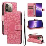 For OPPO A5 Pro 5G Global Embossed Sunflower Pattern Flip Leather Phone Case(Pink)