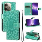 For OPPO A5 Pro 5G Global Embossed Sunflower Pattern Flip Leather Phone Case(Green)