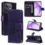 For OPPO A5x 5G Global Embossed Sunflower Pattern Flip Leather Phone Case(Purple)