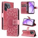 For OPPO A5x 5G Global Embossed Sunflower Pattern Flip Leather Phone Case(Pink)