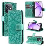 For OPPO A5x 5G Global Embossed Sunflower Pattern Flip Leather Phone Case(Green)