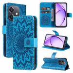 For OPPO A5x 5G Global Embossed Sunflower Pattern Flip Leather Phone Case(Blue)
