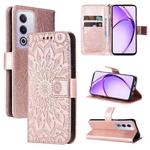 For OPPO K12x 5G Global Embossed Sunflower Pattern Flip Leather Phone Case(Rose Gold)