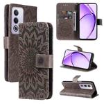 For OPPO K12x 5G Global Embossed Sunflower Pattern Flip Leather Phone Case(Grey)