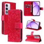 For OPPO K12x 5G Global Embossed Sunflower Pattern Flip Leather Phone Case(Red)