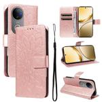 For vivo V50 5G Global Embossed Sunflower Pattern Flip Leather Phone Case(Rose Gold)