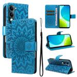 For vivo Y29S 5G / Y04 Embossed Sunflower Pattern Flip Leather Phone Case(Blue)