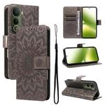 For vivo Y400 5G Embossed Sunflower Pattern Flip Leather Phone Case(Grey)
