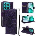 For Honor X8C 4G Global Embossed Sunflower Pattern Flip Leather Phone Case(Purple)