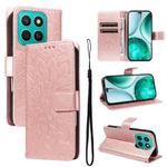 For Honor X8C 4G Global Embossed Sunflower Pattern Flip Leather Phone Case(Rose Gold)