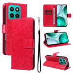 For Honor X8C 4G Global Embossed Sunflower Pattern Flip Leather Phone Case(Red)