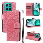 For Honor X8C 4G Global Embossed Sunflower Pattern Flip Leather Phone Case(Pink)