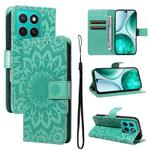 For Honor X8C 4G Global Embossed Sunflower Pattern Flip Leather Phone Case(Green)