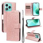 For Honor 400 Lite Embossed Sunflower Pattern Flip Leather Phone Case(Rose Gold)